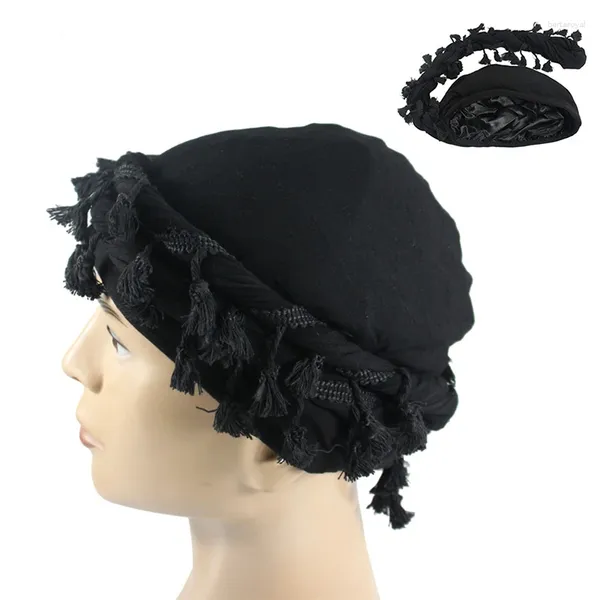 Berets Männer Twisted Tail Hut Pullover Kopftuch Fransen Bandana Punk Kopf Wrap Personalisierte Einfarbig Casual Mode Turban