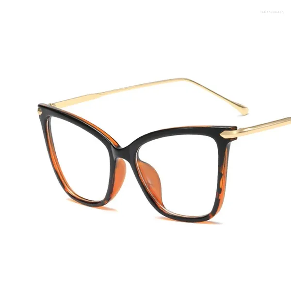 Оправа для солнцезащитных очков 2024, металлические компьютерные оптические очки «кошачий глаз», женские очки с защитой от синего света, прозрачные прозрачные линзы, игровые люнеты Gafas