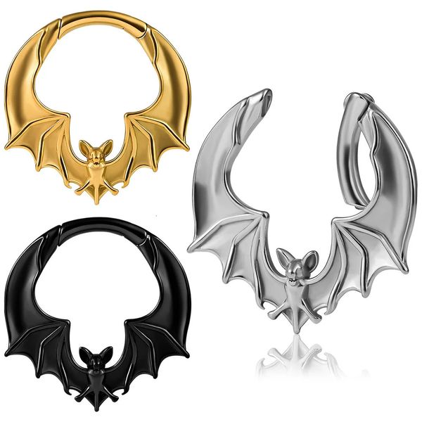 Vanku 2 peças moda única de aço inoxidável animal morcego orelha macas de peso joia corporal brinco expansores de piercing medidores 240130
