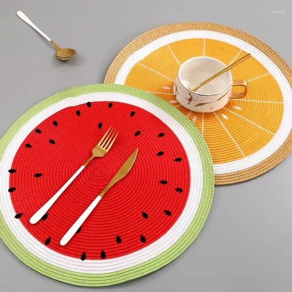 Tapetes de mesa 1 PCS Colorido Copo Bebida Titular Mat Fruit Placemat para Almofadas Acessórios de Cozinha Tigela de Verão Coasters