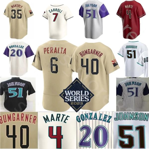 Custom S-4xl 51 Johnson 40 Bumgarner 7 Carroll 53 Walker 38 Baragar 20 Gonzalez Männer Frauen Jugend Diamondbacks Baseball JE 818