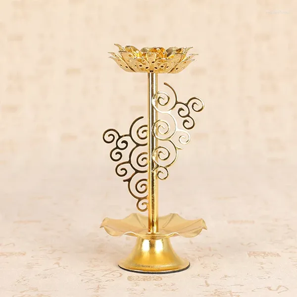 Castiçais de ferro arte mesa ornamento dourado flor de lótus castiçal decoração de casa