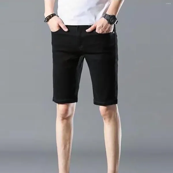 Jeans masculinos verão cor sólida denim shorts homens finos calças de trabalho cozinha para homens carga grande e alto