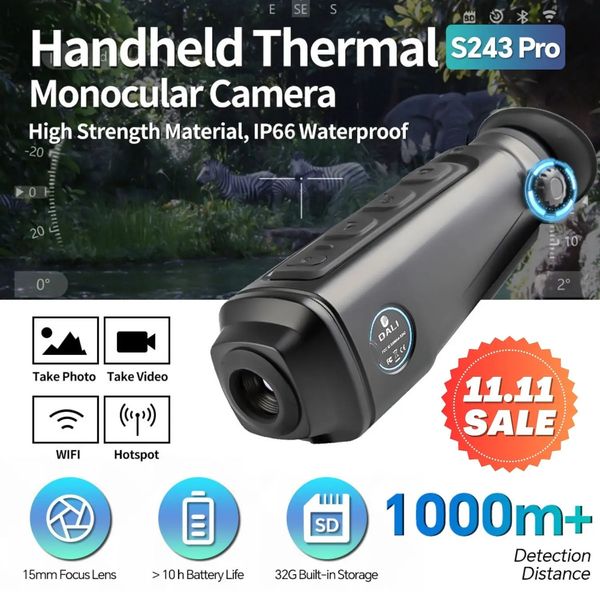 Dali imager térmico monocular s243 pro wifi red laser dot crosshair visando caça observação câmera de imagem térmica infravermelha 240126