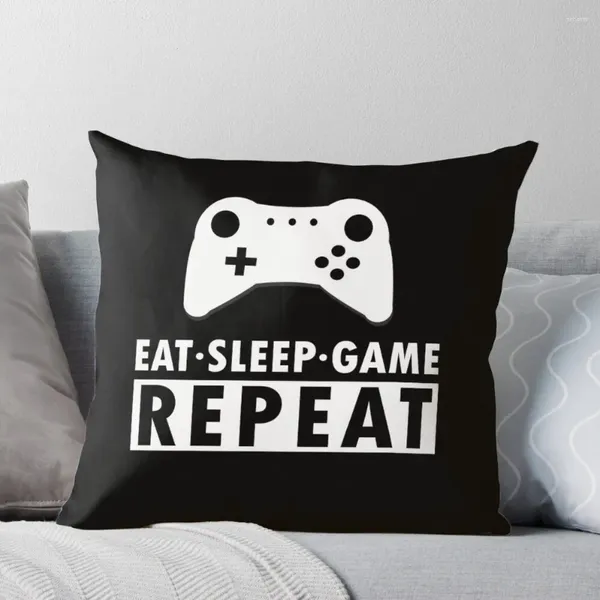 Kissen Eat Sleep Game Repeat Throw Cases Dekorative Bezüge für Sofa Weihnachten Custom