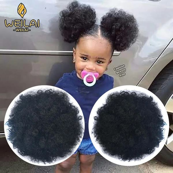 WEILAI Postiche Cheveux Chignon Rabo de cavalo Afro Puff Soft Fried Head Elástico Corda de cabelo Pães sintéticos para mulheres negras e crianças 240122