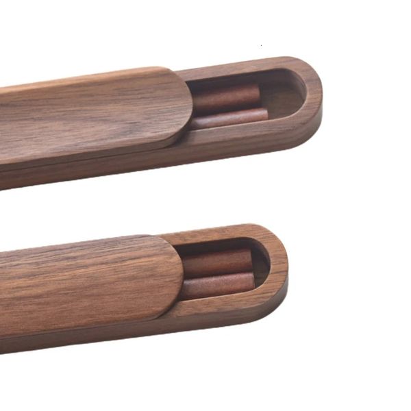 Set di bacchette in legno massello di noce marrone nero di alta qualità con custodie per regali eleganti minimalisti da viaggio all'aperto portatili 240127