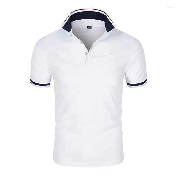 Polo da uomo Polo da uomo Manica corta Tinta unita T-shirt Moda Casual Top estivo in affari urbano Risvolto a costine T