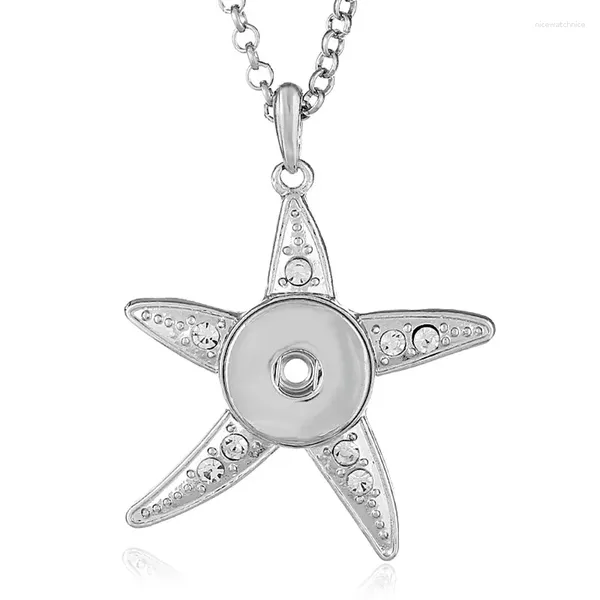 Colares Pingente Moda Beleza Starfish Metal Snap Colar 60cm Fit 18mm Botões Jóias Atacado XL0153