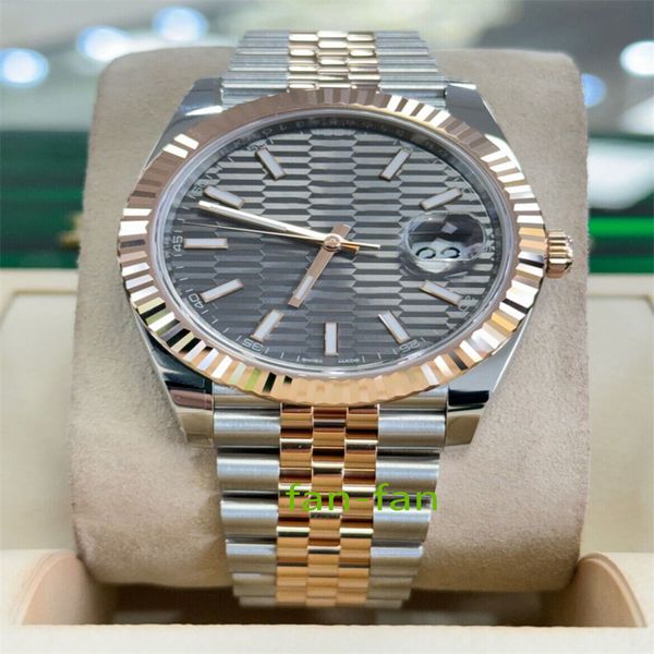 Brand World Luxury Watch En İyi Versiyon Saati DateJust 41 126331 Gri Motif Dial Yepyeni Otomatik Eta Cal.3235 İzle 2 Yıllık Garanti Erkek Saatler