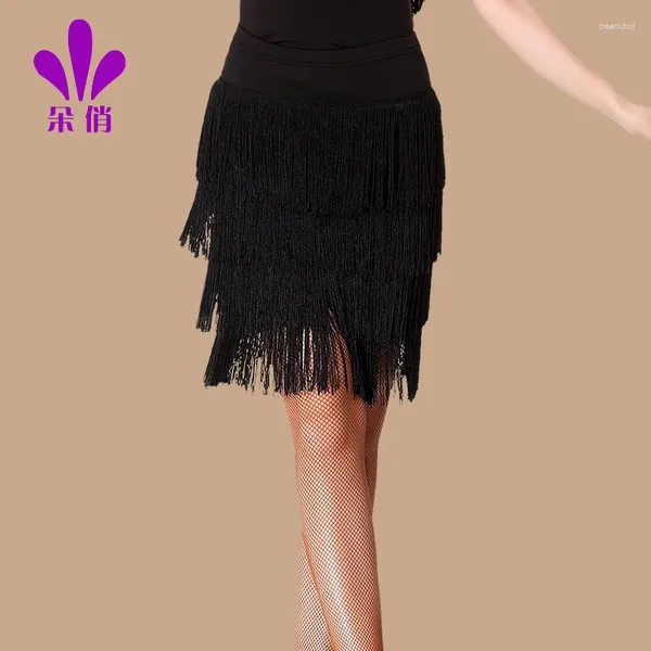 Сценическая одежда, женская юбка для латинских танцев, большие размеры, женская летняя большая сумба, женская танцевальная юбка с кисточками, тонкая Румба B-4330