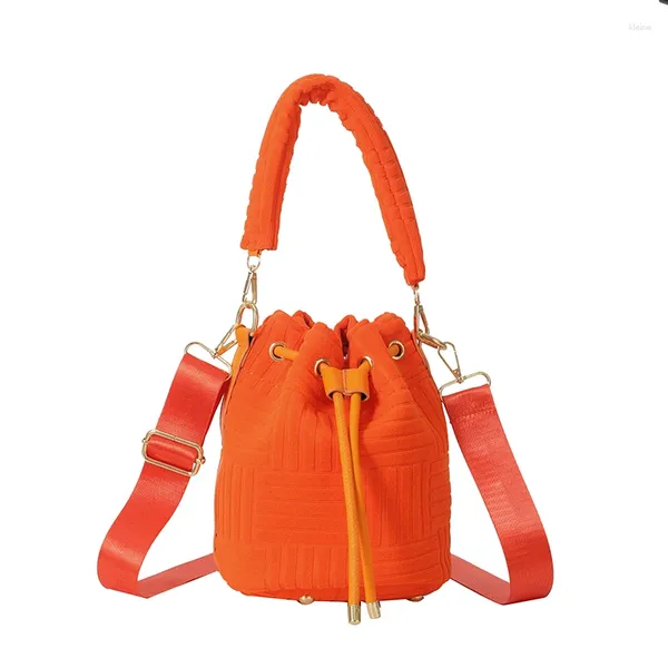 Sacos da noite Saco de balde de estudante coreano elegante pano laranja tote crossbody senhoras bolsa de compras commuter bolsa de ombro com alça superior