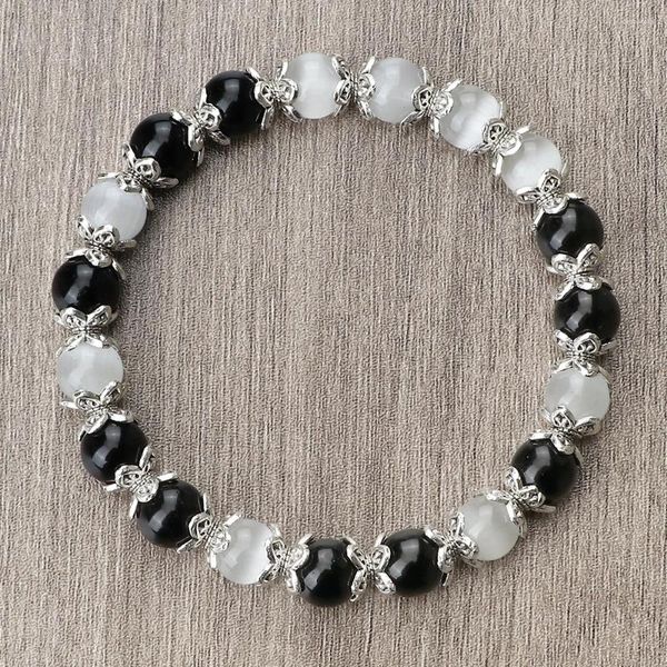 Strand 8mm Pietra naturale Bracciale bianco per le donne Quarzo rosa Onice Agate Perle di lava Braccialetti elasticizzati Braccialetti Gioielli da uomo Regali