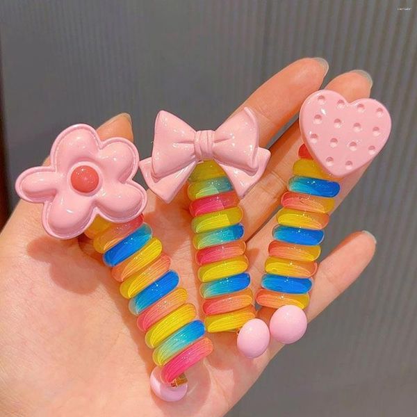 Accessori per capelli 1 pezzo Fascette per cavi telefonici Donne Ragazze Fasce elastiche colorate Coda di cavallo in gomma a spirale