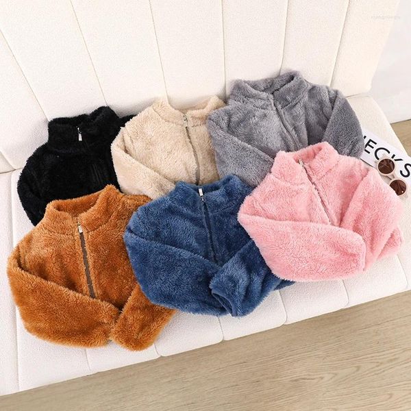 Jacken 2024 Winter Kinder Für Mädchen 2 3 4 5 6 7 8 9 10 Jahre Herbst Warme Flauschigen mantel Weiche Einfarbig Baby Fleece Jacke Junge Sherpa