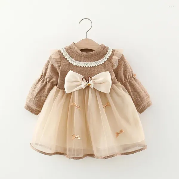 Mädchen Kleider 2024 Kleid Für Geburtstag Kinder Bowknot Prinzessin Kleidung Taufe Baby Mädchen Kinder Lolita Herbst Vestido