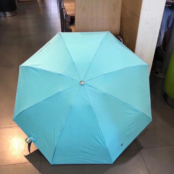 Şemsiye mavi kristal kafa güneş koruma ve ısı yalıtım şemsiye mini cep tam paket hediye.