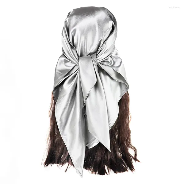 Sciarpe Moda 90 90 cm quadrati Sciarpa di seta da donna Design tinta unita Scialle avvolgente per capelli