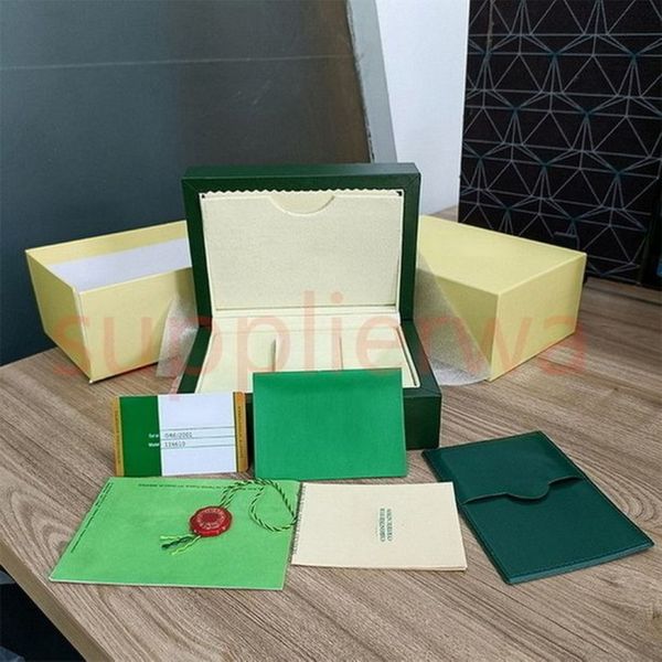 Hjd RO Verde lex brochura certificado caixas de relógio AAA qualidade presente caixa surpresa clamshell quadrado requintado caixas Casos Carry bag h286e