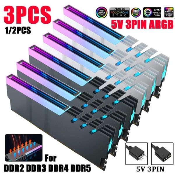 Bilgisayar Soğutma 1-3pcs RAM ISTERINK RADYATÖRÜ 5V 3PIN ARGB PC Bellek Soğutma Yeleği Isı Lavabosu DDR2 DDR3 DDR4 DDR5 Masaüstü