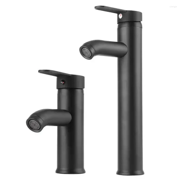 Rubinetti per lavandino del bagno Rubinetto per lavabo in acciaio inossidabile Lavabo da cucina Miscelatore per acqua fredda Accessori Nero