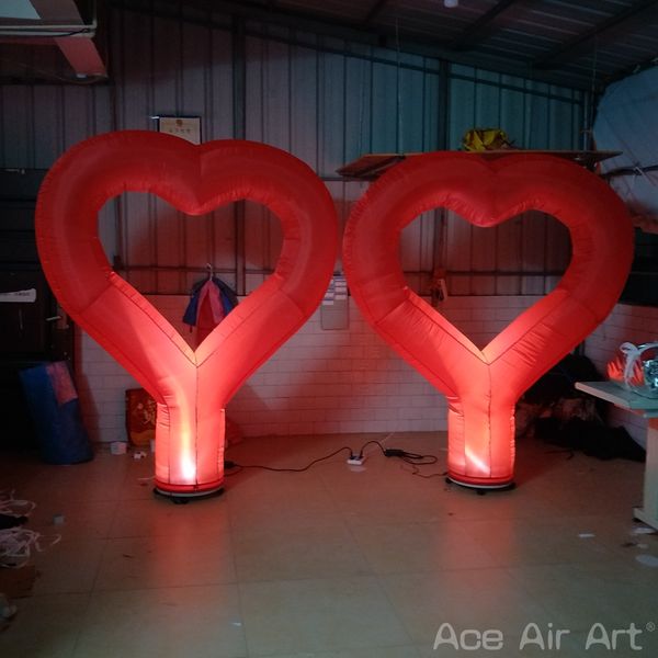 vendita all'ingrosso 2 pezzi bellissimo cuore rosso gonfiabile con luci per la decorazione di San Valentino/festa realizzata da Ace Air Art