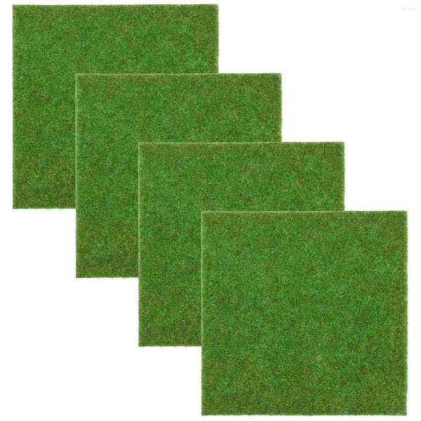 Tappeti 4 pezzi erba artificiale Miss Rug ceppo d'albero fioriera giardino mini decorazione della casa