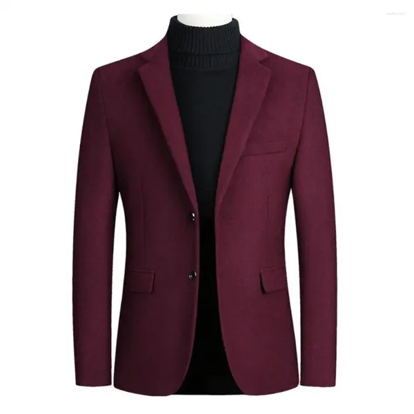 Ternos masculinos elegantes homens blazer cardigan manga longa terno de lã casaco cor sólida outono jaqueta de inverno para baile