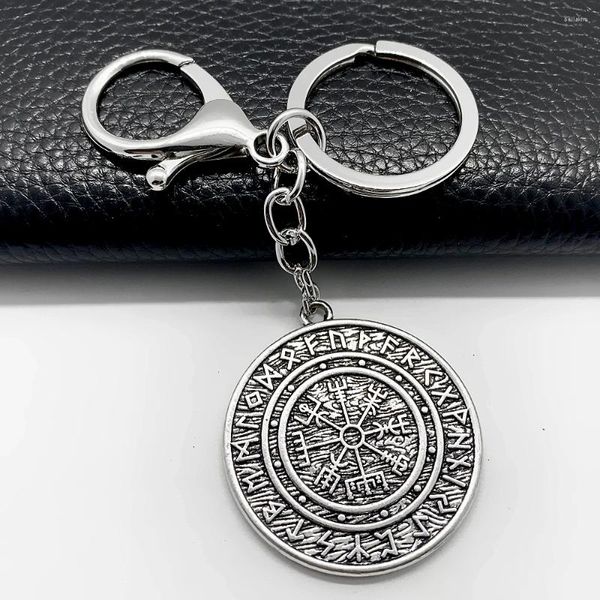 Брелки модные большие размеры круглый металлический викинг кельтский рунный узор кулон брелок религиозный амулет на удачу ювелирные изделия кольцо для ключей