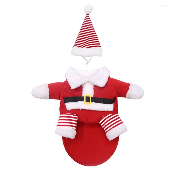 Vestuário para cães Papai Noel Roupas Gato Roupa de férias de Natal com chapéu Outono e pano de inverno para cães grandes e médios