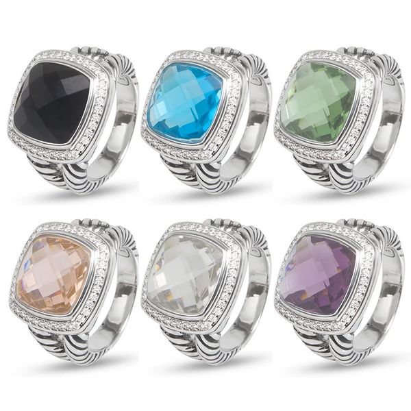 Jade anjo vintage 14mm anel de pedra para mulheres e homens clássico senhoras preto ônix zircão anéis moda jóias acessórios anel 240125