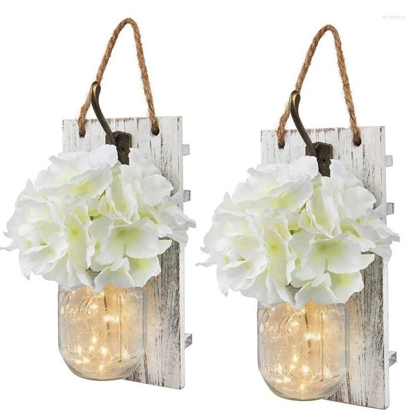 Lâmpada de parede jarra arandelas com controle remoto decoração decorativa flor tira led para decoração de casa (conjunto de 2)