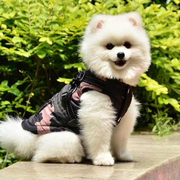 Abbigliamento per cani Gilet invernale per animali domestici Giacca antivento Cappotto morbido caldo con imbracatura per cani di taglia piccola e media Abbigliamento chihuahua