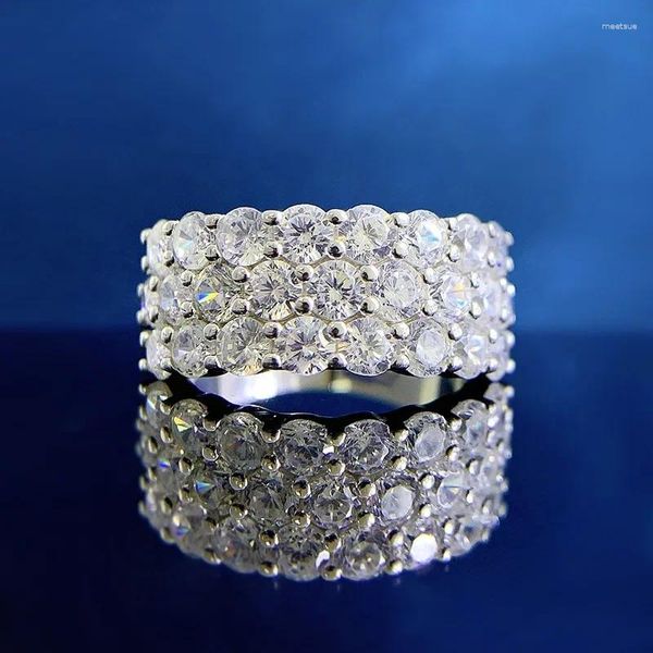 Anéis de cluster 925 prata borda europeia diamante branco anel de alto carbono moda luxo e estilo elegante jóias de casamento