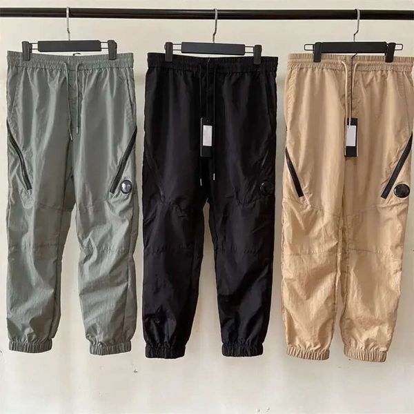 Calça cargo masculina com lente de bolso, calça de moletom de nylon para corrida, agasalho à prova d'água para áreas externas, calça solta de secagem rápida 345 344