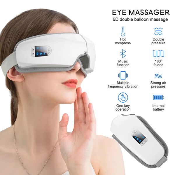 Электрический массажер для глаз Складные очки для массажа глаз Компресс Инструмент для ухода за глазами Smart Bluetooth Перезаряжаемая маска для глаз с подогревом 240118