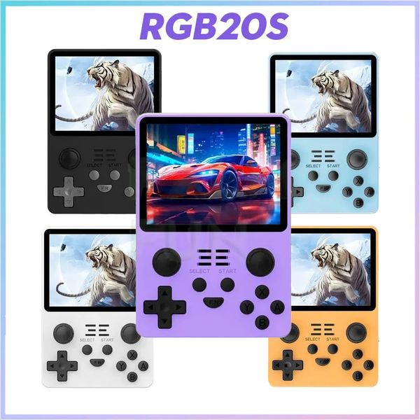 Powkiddy rgb20s console de jogos portátil, tela ips de 3.5 polegadas, sistema de código aberto, retrô, joystick duplo, videogame, presente para crianças 240124