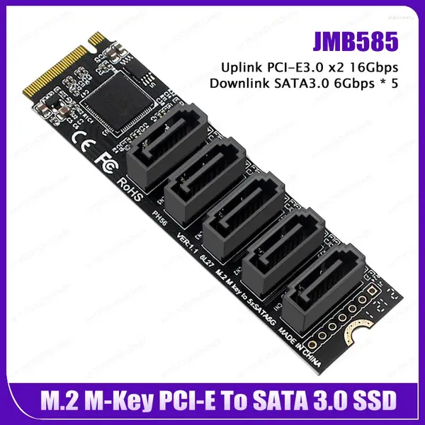 Bilgisayar Kabloları Yükseltici Kartı M.2 SATIIII ile NVME Dönüştürücü için JMB585 SATA 3.0 Kablo PCIE ila 5 bağlantı noktası III 6G SSD Adaptör