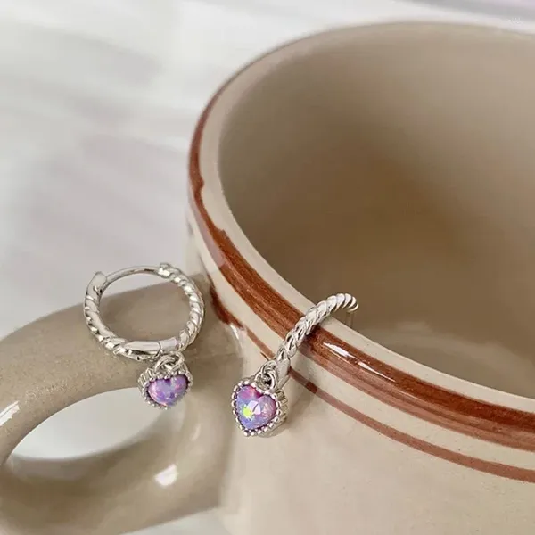 Orecchini pendenti VENTFILLE Orecchino in argento sterling 925 per donna Ragazza Viola Pietra di luna Dolce Tessuto Texture Gioielli coreani Regalo Goccia