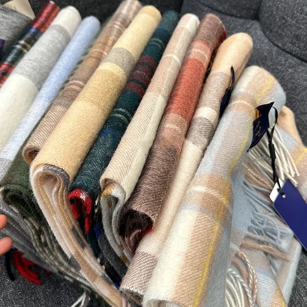 British Classic High Quality Australian Wool australiano 100% Scarf da uomo Donne Autunno inverno inverno a strisce a strisce Coperte Cashmere 240127