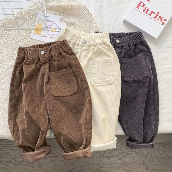 Pantaloni Ragazzo Abbigliamento per bambini coreano Primavera Autunno Bambini Pantaloni di velluto a coste per ragazzi Solidi Neonate Abiti per adolescenti