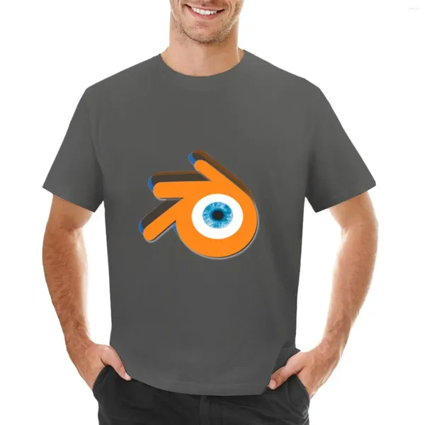 Herren-Tanktops, orangefarbenes Auge mit blauem Augapfel (Blender-Logo), T-Shirt, Schwergewichte, Jungen, Animal-Print, Slim-Fit-T-Shirts für Männer