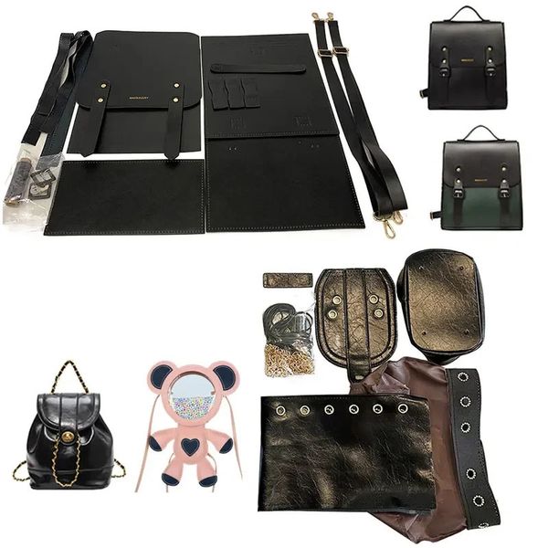 Handgefertigtes Schultaschen-Set, Handnähen, Lederhandwerk, DIY-Rucksack-Set, Nähmaterial für Handtaschen-Zubehör 240126