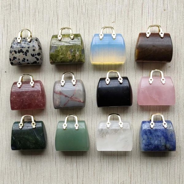 Mix Natural Stone Healing Crystal Reiki Mini Bag Ciondolo Decorazione della casa per la creazione di gioielli 12 pezzi all'ingrosso 240122