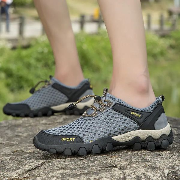 Sommermänner lässige Turnschuhe atmungsaktives Mesh Non-Slip Outdoor Wandermänner Klettern Trekkingschuhe Zapatos Hombre 240129