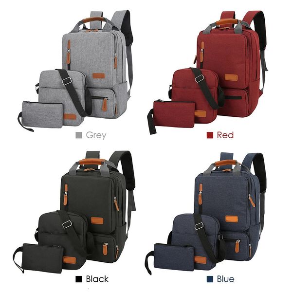 3pcs conjunto de mochila mulheres homens laptop mochila bolsa de ombro pequeno bolso para viagens escola negócios trabalho faculdade cabe até 145in 240119