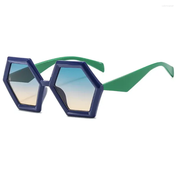 Солнцезащитные очки в стиле ретро, женские многоугольные европейские и американские индивидуальные ромбовидные шестиугольные оправы, модные Ins