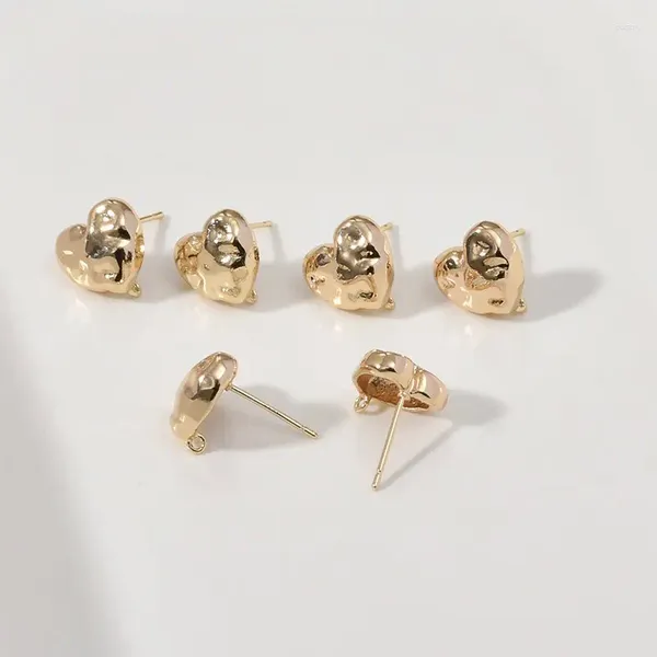 Brincos de pino 4 peças 12 11mm banhado a ouro amor pode pendurar pingentes de orelha feminina amuletos para fazer joias acessórios de latão diy