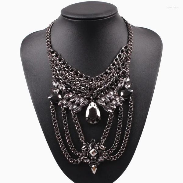 Collana orecchini set moda grosso dichiarazione catena di metallo girocollo ciondolo bavaglino estivo di lusso per gioielli da donna