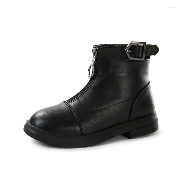 Сапоги COZULMA, осенние детские туфли на высоком каблуке с пряжкой в стиле ретро для девочек, модная обувь для мальчиков, размер 27-37